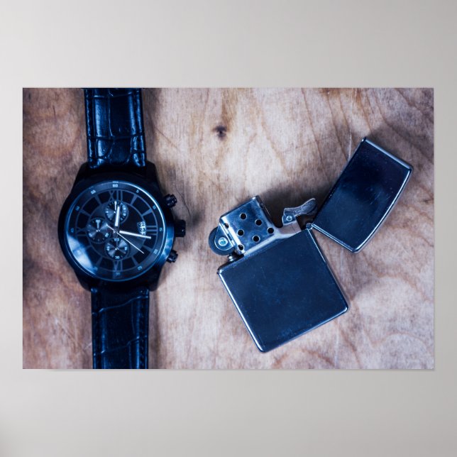 wristwatch with  lighter poster (Front)