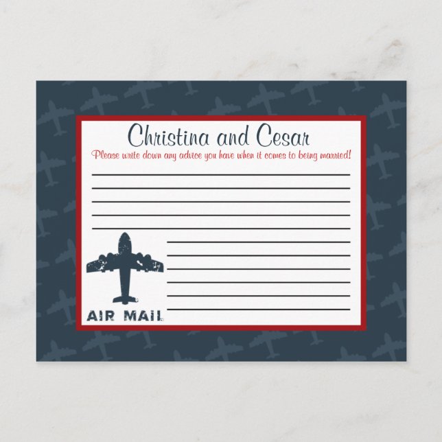 Writable Advice Card Aeroplane Flight  Blue/Red Fl (Front)