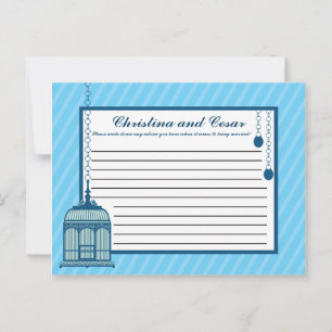 Writable Advice Card Birdcage/Blue Stripes cage