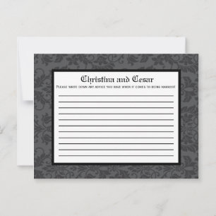 Writable Advice Card Black Grey Formal Gothic Prin