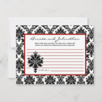 Writable Advice Card Black Red Damask Lace