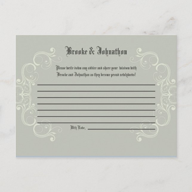 Writable Advice Card Black Tie Affair Filigree (Front)