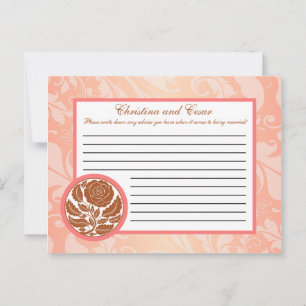 Writable Advice Card Brown Rose on Pink Floral Flo
