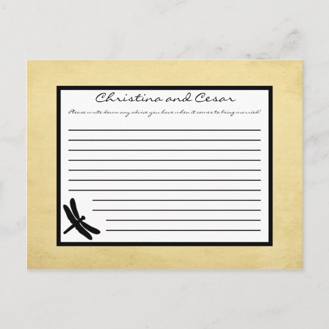 Writable Advice Card Cattail/Dragonfly Silhouette (Front)