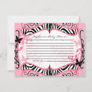 Writable Advice Card Girly Butterfly Zebra Print