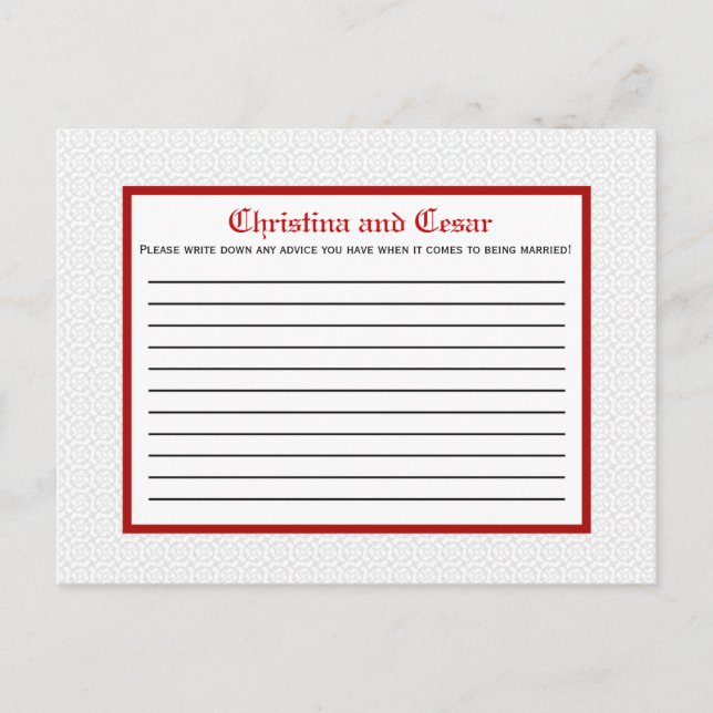 Writable Advice Card Grey Red Formal Print (Front)