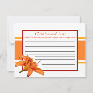 Writable Advice Card Orange Tiger Lilly w/Stripes
