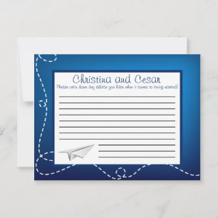 Writable Advice Card Paper Plane Blue Swirl Loops