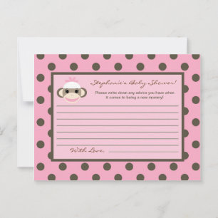Writable Advice Card Pink Sock Monkey