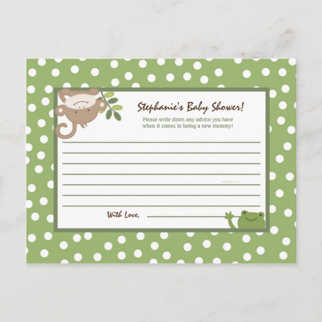 Writable Advice Card  Safari Jungle Animals Green (Front)