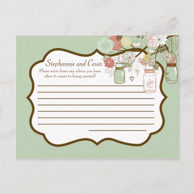 Writable Advice Card Spring Floral Mason Jars (Front)