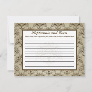 Writable Advice Card Tanish Brown Damask