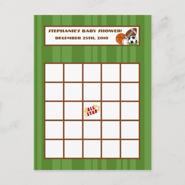 Writable Bingo Card All-Star Green (Front)