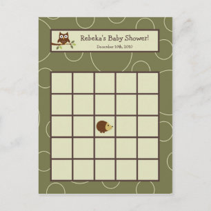 Writable Bingo Card Forrest Animal Owl Deer Bird