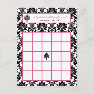 Writable Bingo Card Hot Pink Black Damask