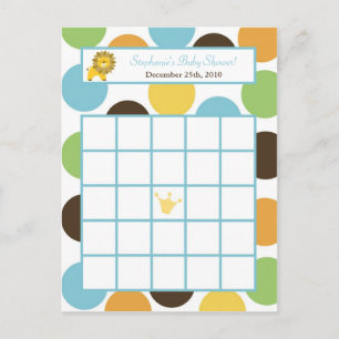 Writable Bingo Card Jungle King Lion Safari Zoo