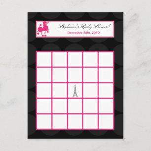 Writable Bingo Card Pink Poodle Paris Eiffel Tower