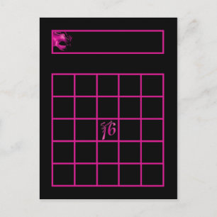 Writable Bingo Card Sweet 16 Hot Pink Black Party