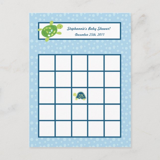 Writable Bingo Card Turtle Reef Ocean Sea Turtle (Front)