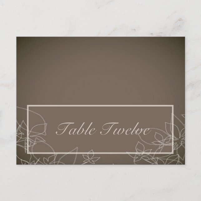 Writable Place Card Autumn Floral Fall Grey (Front)