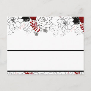 Writable Place Card Black Flowers Red leaves