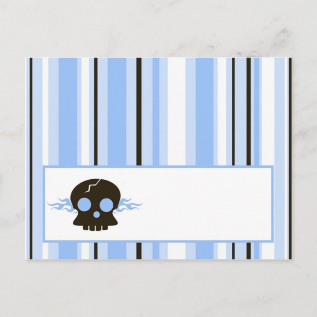 Writable Place Card Boy Blue Punk Rocker Guitar (Front)