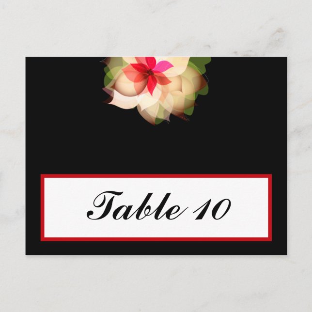 Writable Place Card Colourful Lotus Flower Black b (Front)