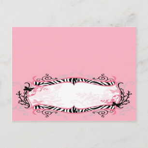 Writable Place Card Girly Butterfly Zebra Print
