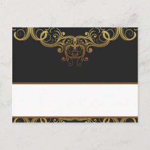 Writable Place Card Gold and Black Damask