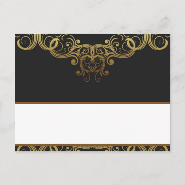 Writable Place Card Gold and Black Damask (Front)