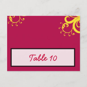 Writable Place Card Hot Pink/Yellow Swirls Dots