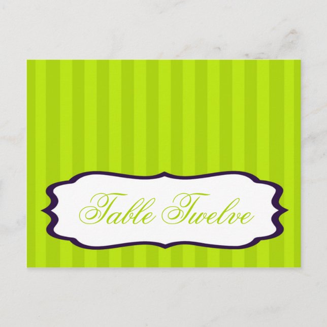 Writable Place Card Lime Green & Purple Stripe (Front)