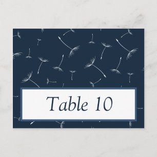 Writable Place Card Navy Blue Dandelion Flower wee
