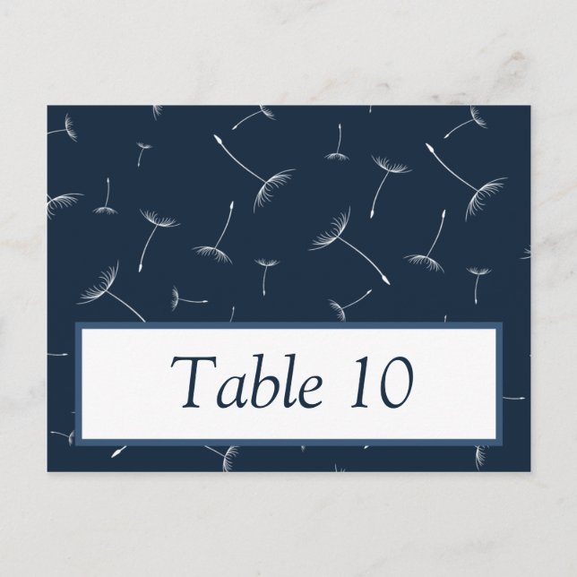 Writable Place Card Navy Blue Dandelion Flower wee (Front)