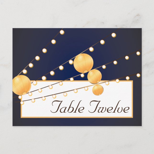 Writable Place Card Paper Lanterns on Blue Chinees (Front)