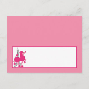 Writable Place Card Pink Poodle Paris Eiffel Tower