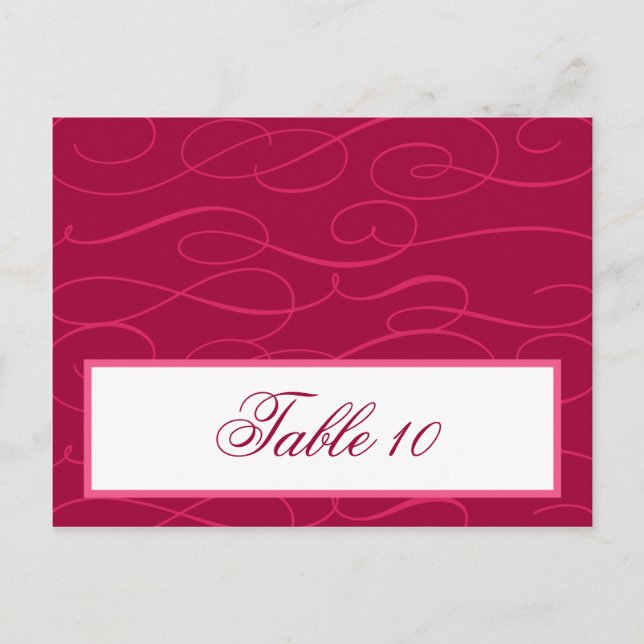Writable Place Card Raspberry Pink Loops/Swirls Bl (Front)