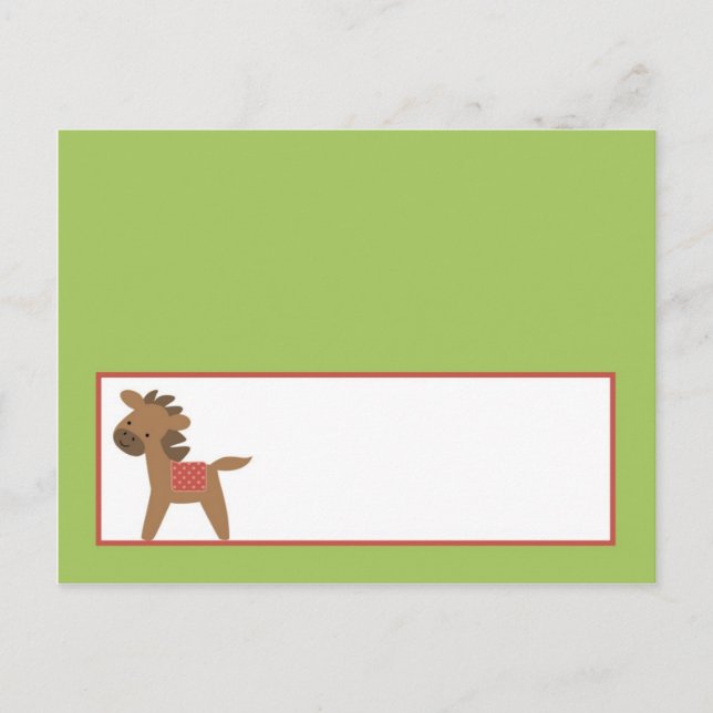 Writable Place Card Red Barn Farm Horse (Front)