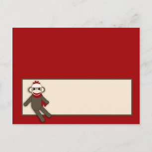 Writable Place Card Red Sock Monkey