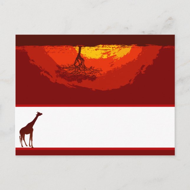 Writable Place Card Red Sunset in Africa (Front)