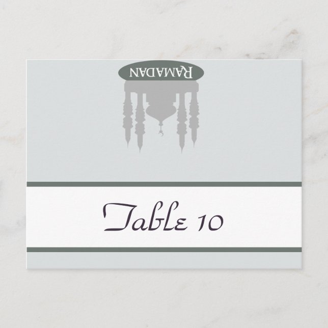 Writable Place Card Soft Blue Islamic Ramadan Blui (Front)