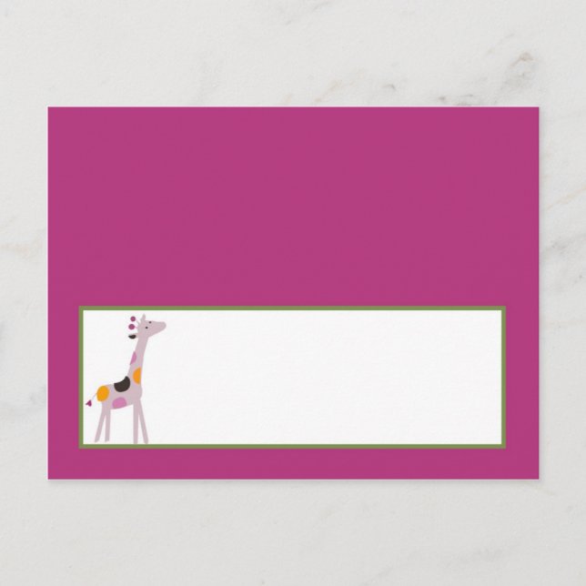 Writable Place Card Sweet Safari (Front)