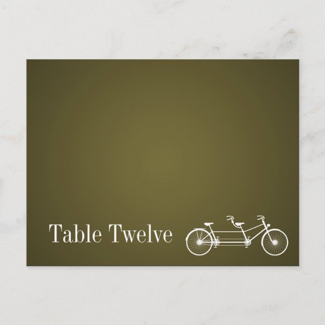 Writable Place Card Whimsical Brown Double Bike (Front)