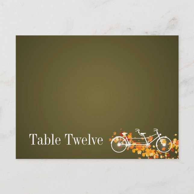 Writable Place Card Whimsical Brown Double Bike (Front)