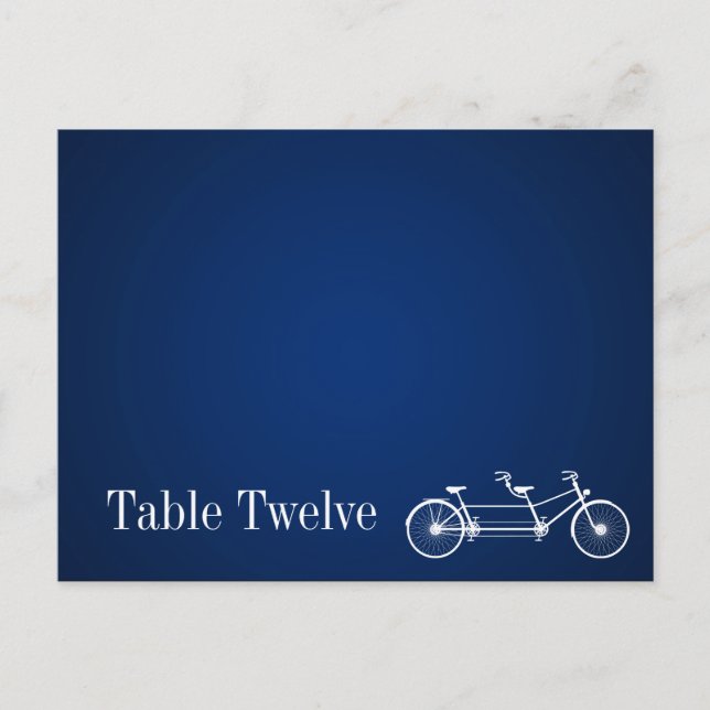 Writable Place Card Whimsical Navy Double Bike (Front)