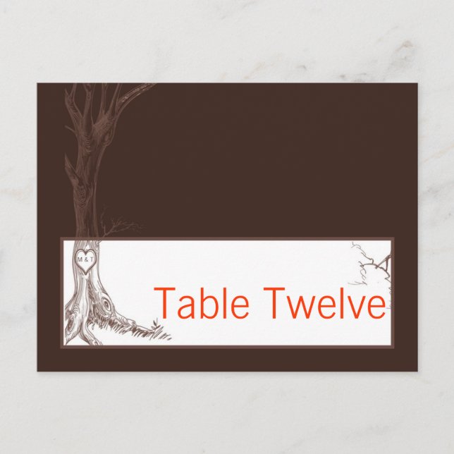 Writable Place Fall Tree Initial Carvings Autumn Postcard (Front)