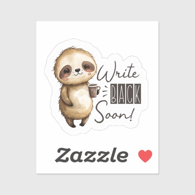 Write Back Soon Sloth Sticker (Sheet)