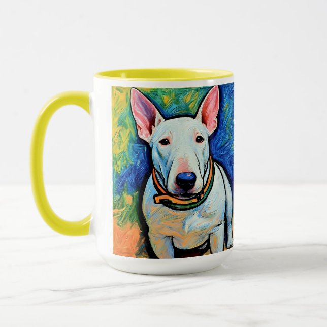 Write Bull Terrier  crayon look art coffee mug  (Left)