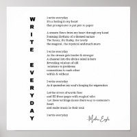 Write everyday writer poem poster wall art decor 