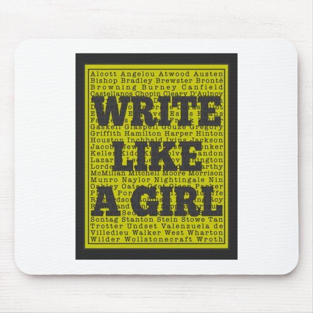 Write Like a Girl Charcoal Mouse Mat (Front)